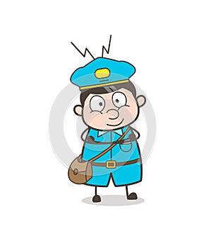 Smiling Cute Postman Face Expression Vector