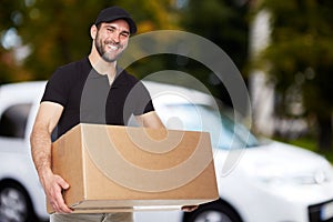 Smiling delivery man