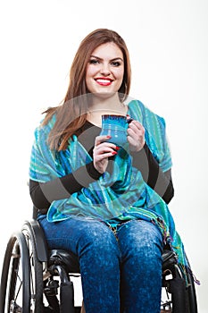 Smiling disabled lady.