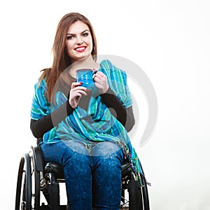 Smiling disabled lady.