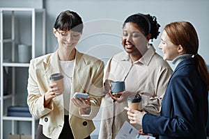 Smiling Diverse Business Women at Coffee Break