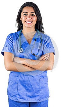 Smiling doctor with her arms folded