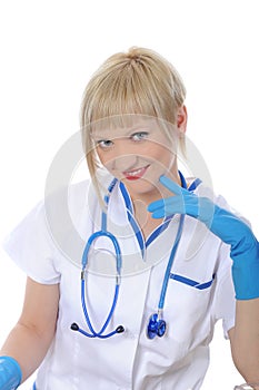 Smiling doctor in uniform. photo