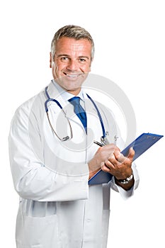 Smiling doctor at work