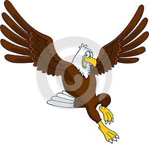 Smiling Eagle Cartoon Character Flying