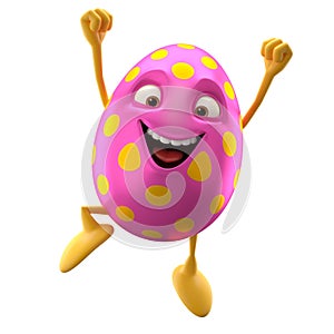Smiling easter egg, funny 3D cartoon character
