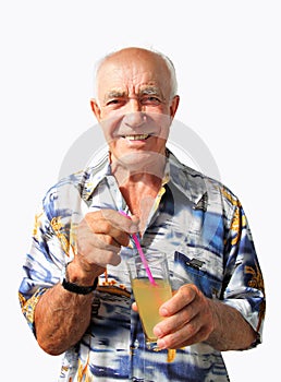 Smiling Elderly Man with Coctail