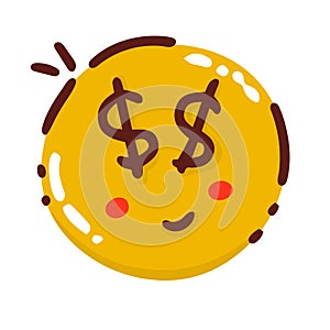 smiling emoji in the eyes money dollars