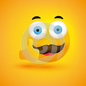 Smiling Emoji - Simple Happy Emoticon with Pop Out Eyes and Mustache Showing Thumbs Up