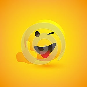 Smiling Emoji on Yellow Background photo