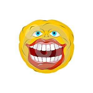 Smiling emoticon. Crazy Emoji. happy is an emotion. Yellow ball