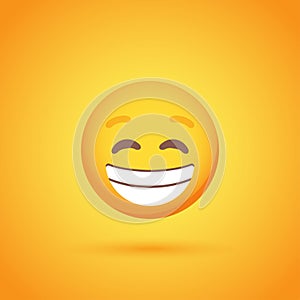 Smiling emoticon smile icon with shadow for social network design