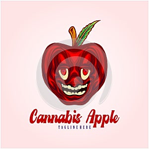 Smiling face apple kush weed strain illustrations