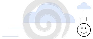Smiling Face with Cloud Elements and Minimalist Design Concept
