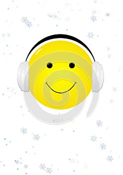 Smiling face with ear muffs photo