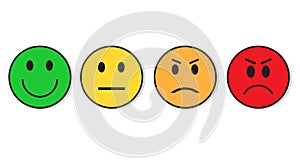Smiling Face Evaluation Positive And Negative Feedback Emotion Icon Set