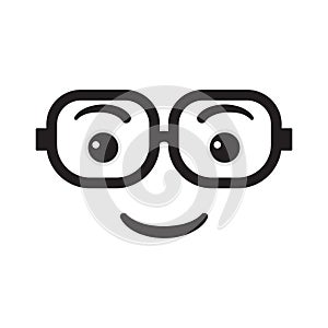Smiling face with glasses vector illustration