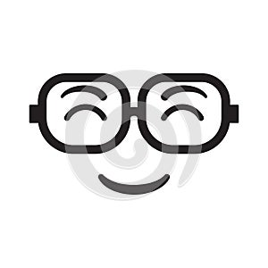 Smiling face with glasses vector illustration
