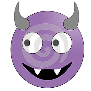 Smiling face with horns. Purple devil emoticon.