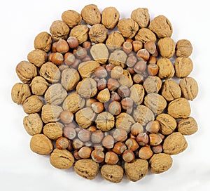 Smiling face of walnuts and hazelnuts