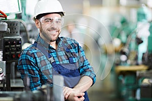 Smiling Factory Worker Posing