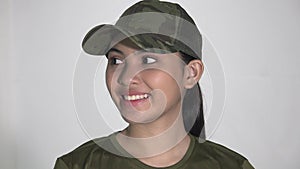 A Smiling Female Army Soldier