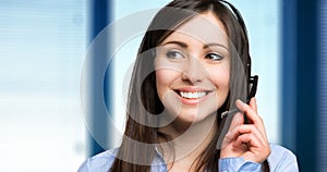 Smiling female call center operator