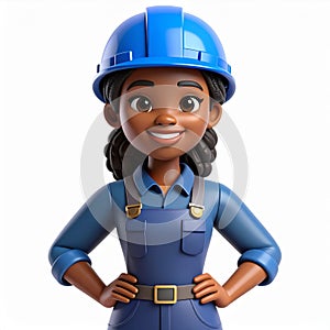 Smiling Female Construction Worker 3D Render