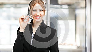 Smiling female customer representative portrait