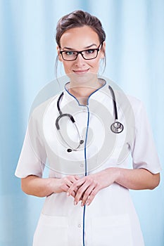 Smiling female doctor with stethoscope