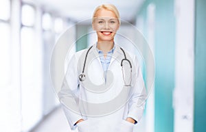 Smiling female doctor with stethoscope