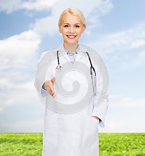 Smiling female doctor with stethoscope