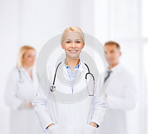 Smiling female doctor with stethoscope