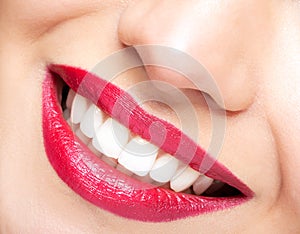 Smiling female mouth closeup shot