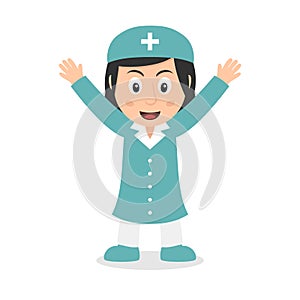 Smiling Female Nurse Cartoon Character