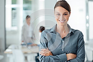 Smiling female office worker portrait