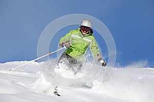 smiling female skier