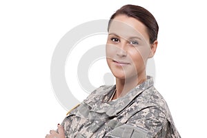 Smiling female soldier photo