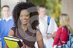 Smiling Female Student On College Campus