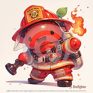 Smiling Firefighter Cartoon Character