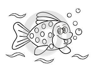 Smiling fish, abstract vector illustration, coloring page,eps.