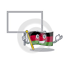 Smiling flag malawi cute cartoon style Bring board