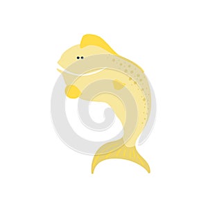 Smiling funny fish cartoon illustration