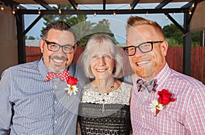 Smiling Gay Men with Mother