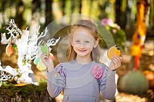 Smiling girl in the autumn park