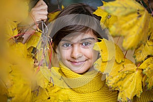 Smiling girl with braids in autumn