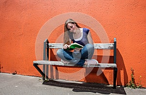 Smiling girl enjoying reading book for a love of literature