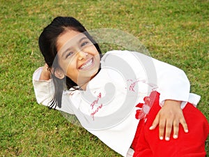 Smiling Girl on Grass