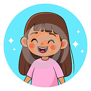 Smiling girl. Happy child. Avatar for social networks. Vector illustration