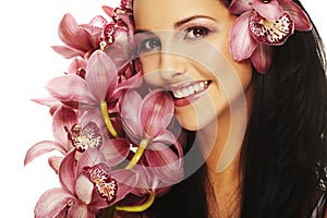 Smiling girl with nice flower